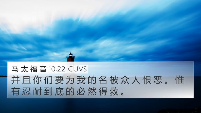 马 太 福 音 10:22 CUVS Bible Verse Image
