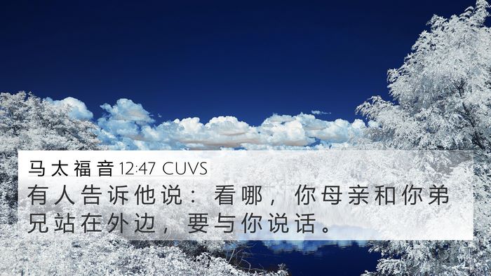 马 太 福 音 12:47 CUVS 4K Wallpaper - 有 人 告 诉 他 说 ： 看 哪 ， 你 母 - 4K Wallpaper Bible Verse