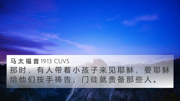 马 太 福 音 19:13 CUVS Bible Verse Image