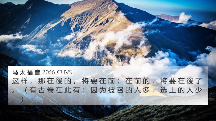 马 太 福 音 20:16 CUVS Bible Verse Image