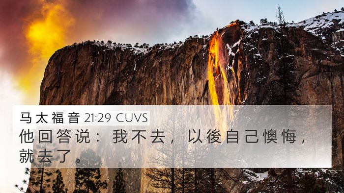 马 太 福 音 21:29 CUVS 4K Wallpaper - 他 回 答 说 ： 我 不 去 ， 以 後 自 - 4K Wallpaper Bible Verse