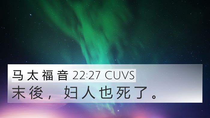 马 太 福 音 22:27 CUVS 4K Wallpaper - 末 後 ， 妇 人 也 死 了 - 4K Wallpaper Bible Verse