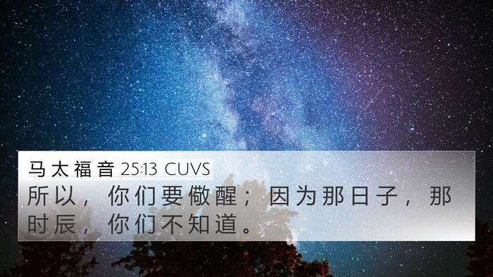 马 太 福 音 25:13 CUVS 4K Wallpaper - 所 以 ， 你 们 要 儆 醒 ； 因 为 那 - 4K Wallpaper Bible Verse
