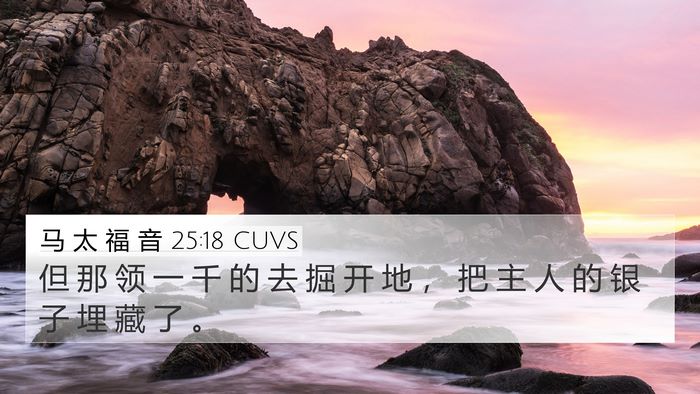 马 太 福 音 25:18 CUVS 4K Wallpaper - 但 那 领 一 千 的 去 掘 开 地 ， 把 - 4K Wallpaper Bible Verse