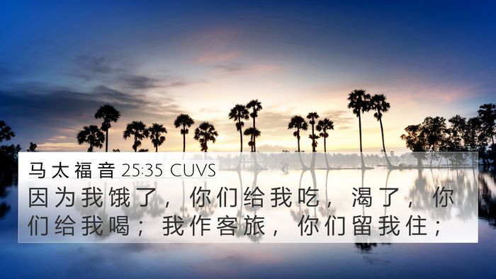 马 太 福 音 25:35 CUVS Bible Verse Image