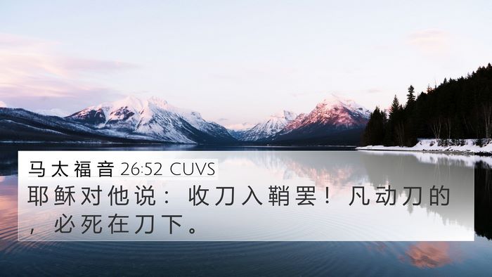 马 太 福 音 26:52 CUVS 4K Wallpaper - 耶 稣 对 他 说 ： 收 刀 入 鞘 罢 ！ - 4K Wallpaper Bible Verse