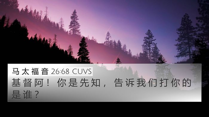 马 太 福 音 26:68 CUVS 4K Wallpaper - 基 督 阿 ！ 你 是 先 知 ， 告 诉 我 - 4K Wallpaper Bible Verse