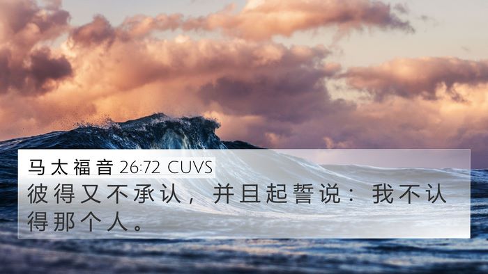 马 太 福 音 26:72 CUVS Bible Verse Image