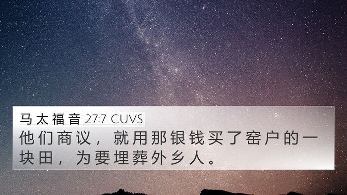 马 太 福 音 27:7 CUVS 4K Wallpaper - 他 们 商 议 ， 就 用 那 银 钱 买 了 - 4K Wallpaper Bible Verse