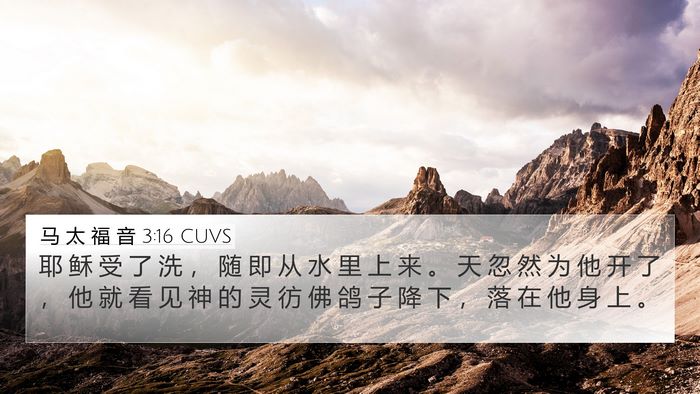 马 太 福 音 3:16 CUVS 4K Wallpaper - 耶 稣 受 了 洗 ， 随 即 从 水 里 上 - 4K Wallpaper Bible Verse