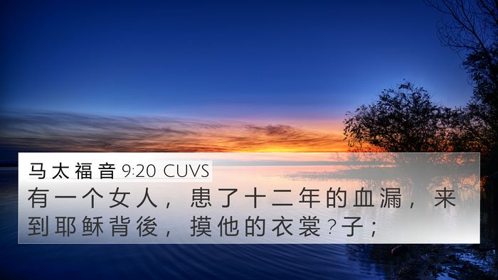 马 太 福 音 9:20 CUVS 4K Wallpaper - 有 一 个 女 人 ， 患 了 十 二 年 的 - 4K Wallpaper Bible Verse