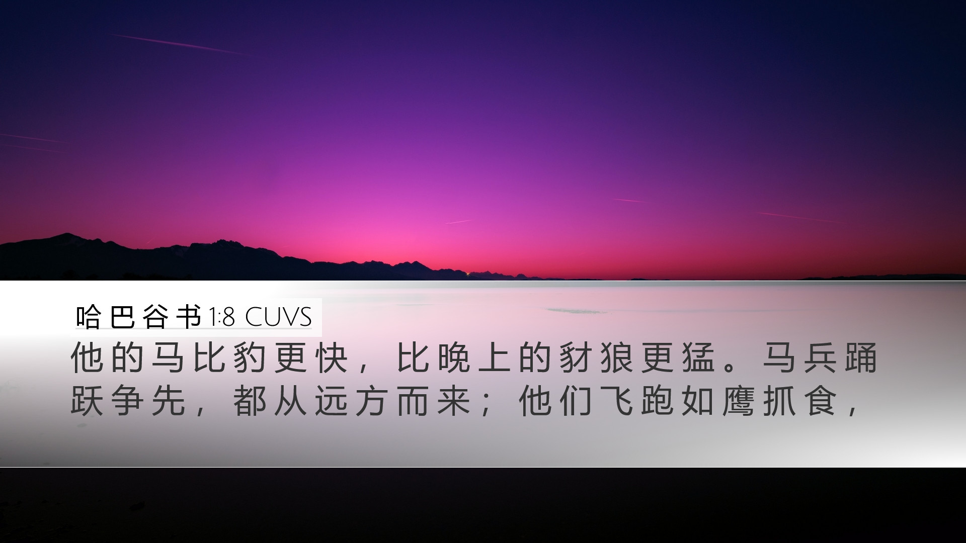 哈 巴 谷 书 1:8 CUVS Desktop Wallpaper - 他 的 马 比 豹 更 快 , 比 晚 上 的