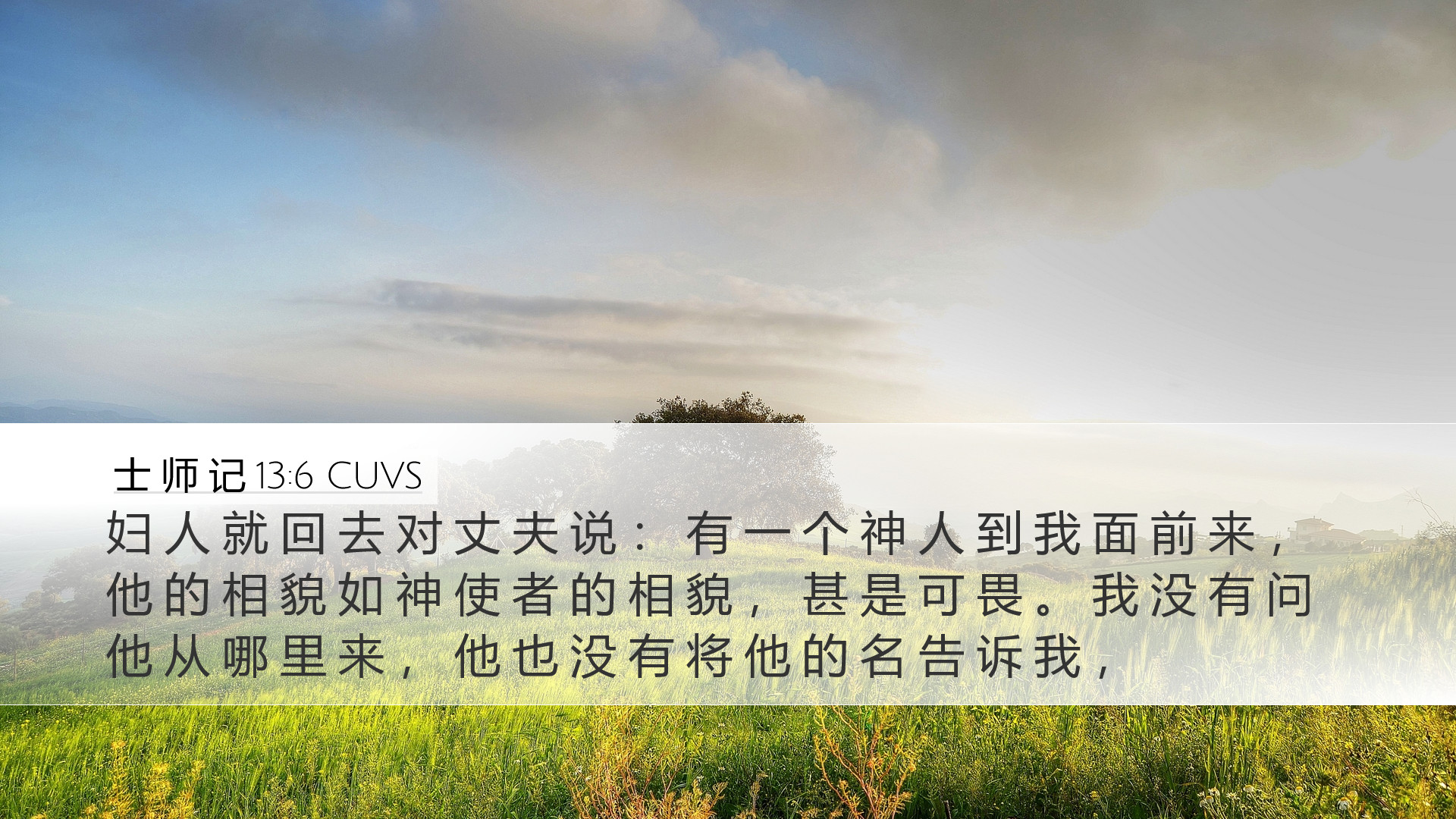士 师 记 13:6 CUVS Desktop Wallpaper - 妇 人 就 回 去 对 丈 夫 说 ： 有 一