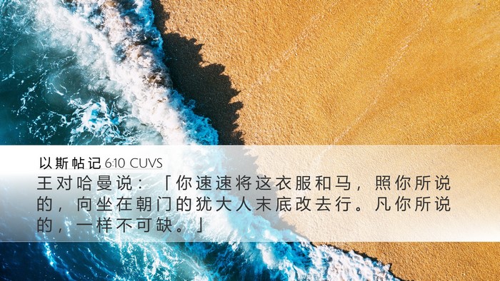 以 斯 帖 记 6:10 CUVS Desktop Wallpaper - 王 对 哈 曼 说 ： 「 你 速 速 将 这 - Desktop Bible Verse Wallpaper