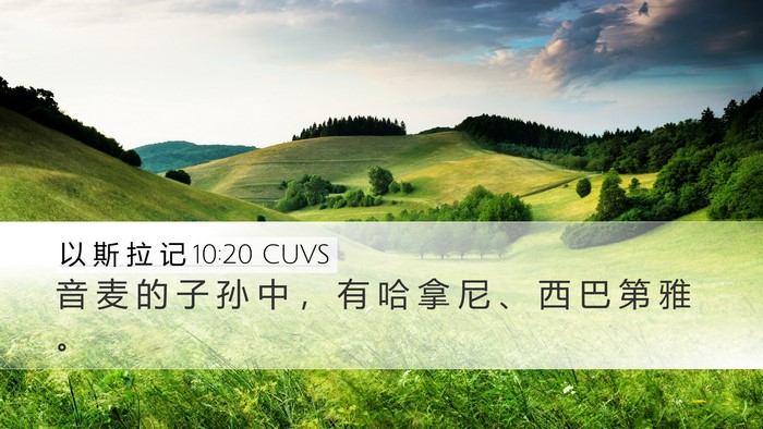 以 斯 拉 记 10:20 CUVS Desktop Wallpaper - 音 麦 的 子 孙 中 ， 有 哈 拿 尼 、 - Desktop Bible Verse Wallpaper