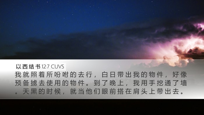 以 西 结 书 12:7 CUVS Desktop Wallpaper - 我 就 照 着 所 吩 咐 的 去 行 ， 白 - Desktop Bible Verse Wallpaper