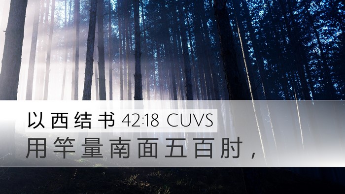 以 西 结 书 42:18 CUVS Desktop Wallpaper - 用 竿 量 南 面 五 百 肘 - Desktop Bible Verse Wallpaper