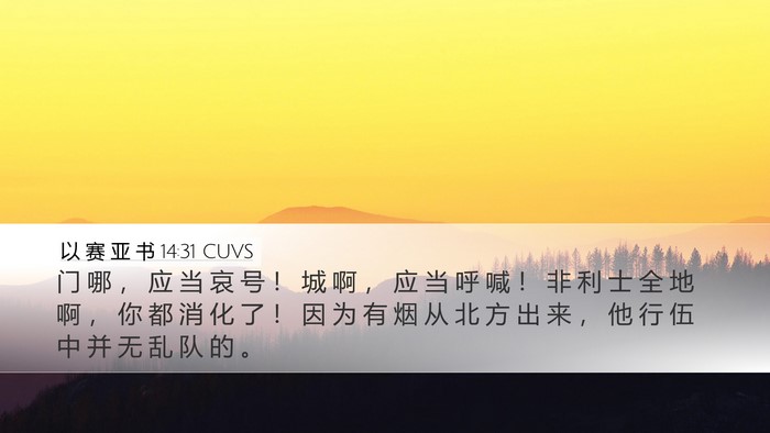 以 赛 亚 书 14:31 CUVS Bible Verse Image