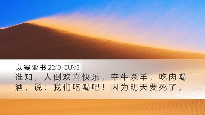 以 赛 亚 书 22:13 CUVS Bible Verse Image