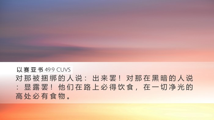 以 赛 亚 书 49:9 CUVS Bible Verse Image