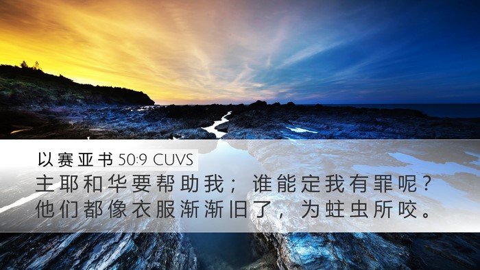 以 赛 亚 书 50:9 CUVS Bible Verse Image
