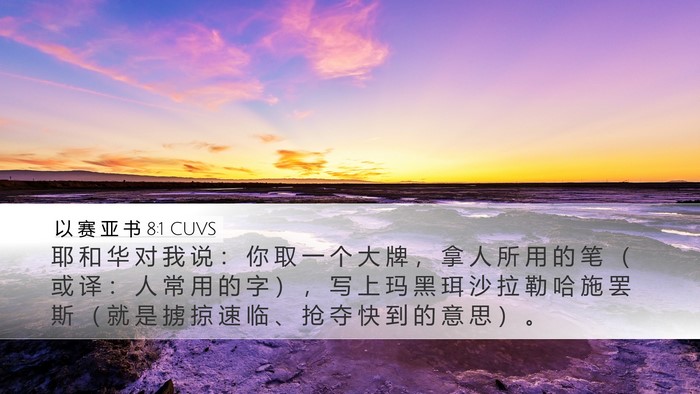 以 赛 亚 书 8:1 CUVS Bible Verse Image