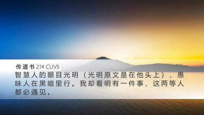 传 道 书 2:14 CUVS Bible Verse Image