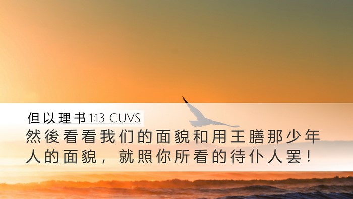 但 以 理 书 1:13 CUVS Desktop Wallpaper - 然 後 看 看 我 们 的 面 貌 和 用 王 - Desktop Bible Verse Wallpaper
