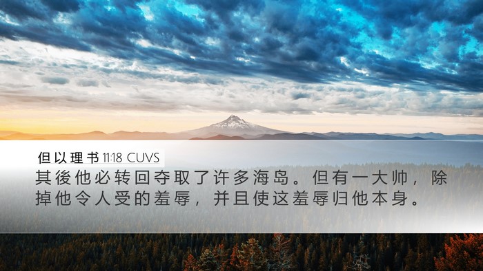 但 以 理 书 11:18 CUVS Desktop Wallpaper - 其 後 他 必 转 回 夺 取 了 许 多 海 - Desktop Bible Verse Wallpaper
