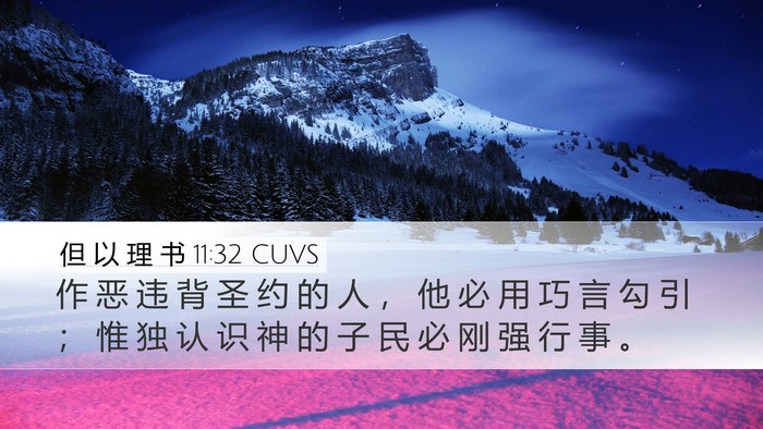 但 以 理 书 11:32 CUVS Desktop Wallpaper - 作 恶 违 背 圣 约 的 人 ， 他 必 用 - Desktop Bible Verse Wallpaper