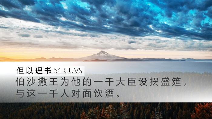 但 以 理 书 5:1 CUVS Desktop Wallpaper - 伯 沙 撒 王 为 他 的 一 千 大 臣 设 - Desktop Bible Verse Wallpaper