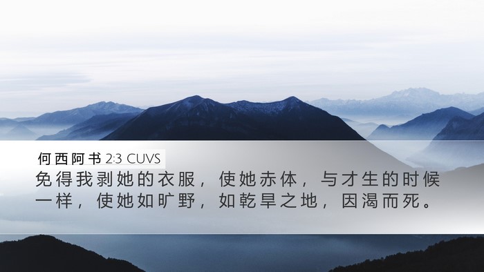 何 西 阿 书 2:3 CUVS Desktop Wallpaper - 免 得 我 剥 她 的 衣 服 ， 使 她 赤 - Desktop Bible Verse Wallpaper