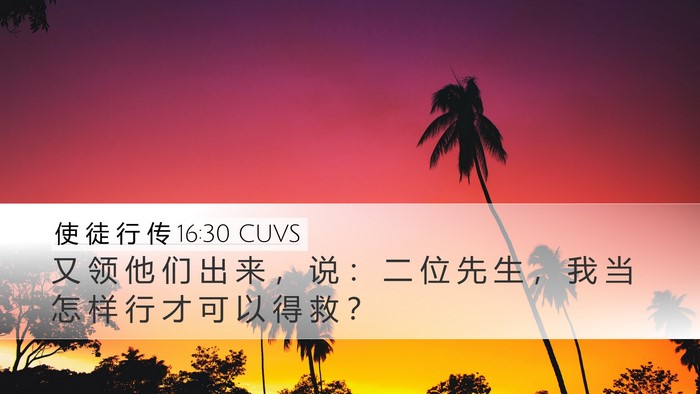 使 徒 行 传 16:30 CUVS Bible Verse Image