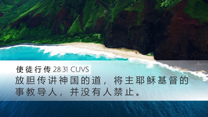使 徒 行 传 28:31 CUVS Bible Verse Image