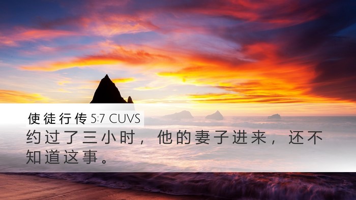 使 徒 行 传 5:7 CUVS Desktop Wallpaper - 约 过 了 三 小 时 ， 他 的 妻 子 进 - Desktop Bible Verse Wallpaper