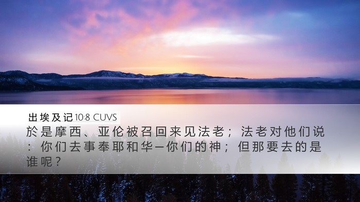 出 埃 及 记 10:8 CUVS Desktop Wallpaper - 於 是 摩 西 、 亚 伦 被 召 回 来 见 - Desktop Bible Verse Wallpaper