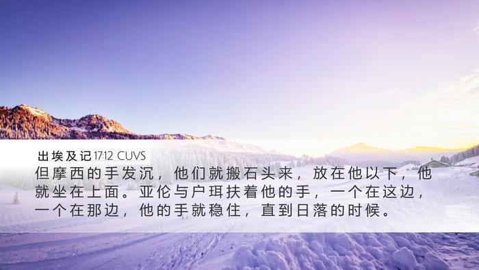 出 埃 及 记 17:12 CUVS Bible Verse Image