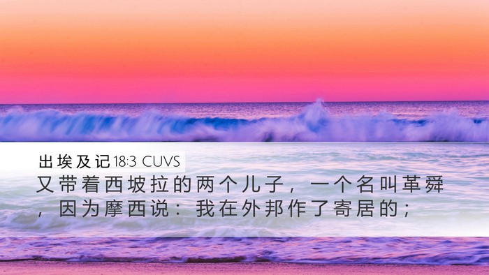 出 埃 及 记 18:3 CUVS Bible Verse Image