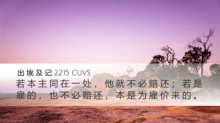 出 埃 及 记 22:15 CUVS Desktop Wallpaper - 若 本 主 同 在 一 处 ， 他 就 不 必 - Desktop Bible Verse Wallpaper