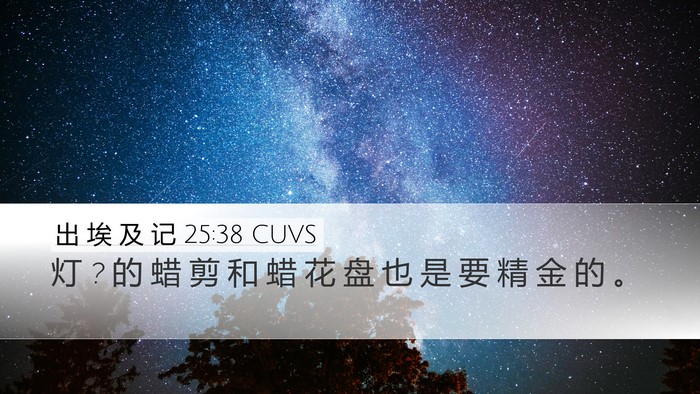出 埃 及 记 25:38 CUVS Desktop Wallpaper - 灯 ? 的 蜡 剪 和 蜡 花 盘 也 是 要 精 - Desktop Bible Verse Wallpaper