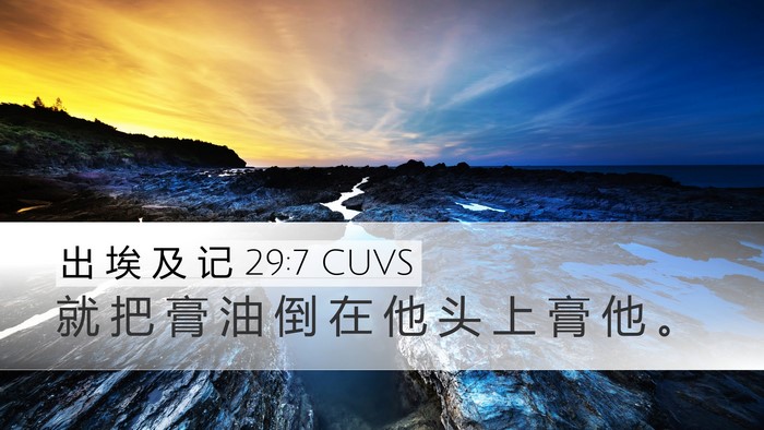 出 埃 及 记 29:7 CUVS Bible Verse Image