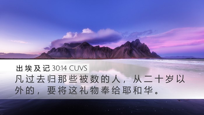 出 埃 及 记 30:14 CUVS Desktop Wallpaper - 凡 过 去 归 那 些 被 数 的 人 ， 从 - Desktop Bible Verse Wallpaper