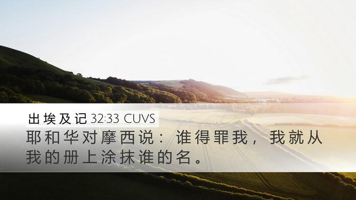 出 埃 及 记 32:33 CUVS Desktop Wallpaper - 耶 和 华 对 摩 西 说 ： 谁 得 罪 我 - Desktop Bible Verse Wallpaper