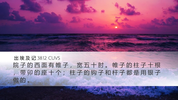 出 埃 及 记 38:12 CUVS Desktop Wallpaper - 院 子 的 西 面 有 帷 子 ， 宽 五 十 - Desktop Bible Verse Wallpaper