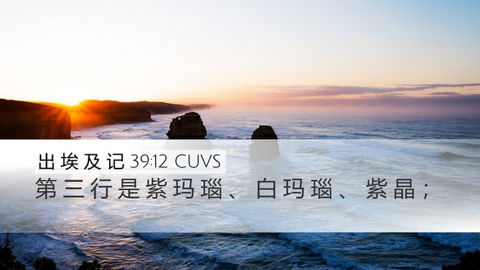 出 埃 及 记 39:12 CUVS Desktop Wallpaper - 第 三 行 是 紫 玛 瑙 、 白 玛 瑙 、 - Desktop Bible Verse Wallpaper