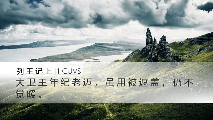 列 王 记 上 1:1 CUVS Desktop Wallpaper - 大 卫 王 年 纪 老 迈 ， 虽 用 被 遮 - Desktop Bible Verse Wallpaper