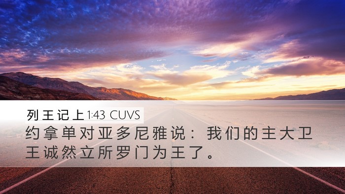 列 王 记 上 1:43 CUVS Desktop Wallpaper - 约 拿 单 对 亚 多 尼 雅 说 ： 我 们 - Desktop Bible Verse Wallpaper