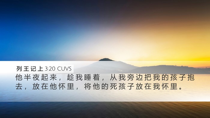 列 王 记 上 3:20 CUVS Desktop Wallpaper - 他 半 夜 起 来 ， 趁 我 睡 着 ， 从 - Desktop Bible Verse Wallpaper