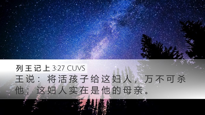 列 王 记 上 3:27 CUVS Desktop Wallpaper - 王 说 ： 将 活 孩 子 给 这 妇 人 ， - Desktop Bible Verse Wallpaper