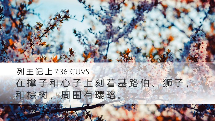 列 王 记 上 7:36 CUVS Desktop Wallpaper - 在 撑 子 和 心 子 上 刻 着 基 路 伯 - Desktop Bible Verse Wallpaper